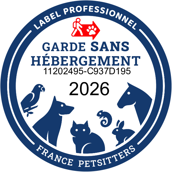 Label garde sans hébergement 2026 France Petsitters - niveau supérieur d’engagement pour la garde d’animaux à domicile.